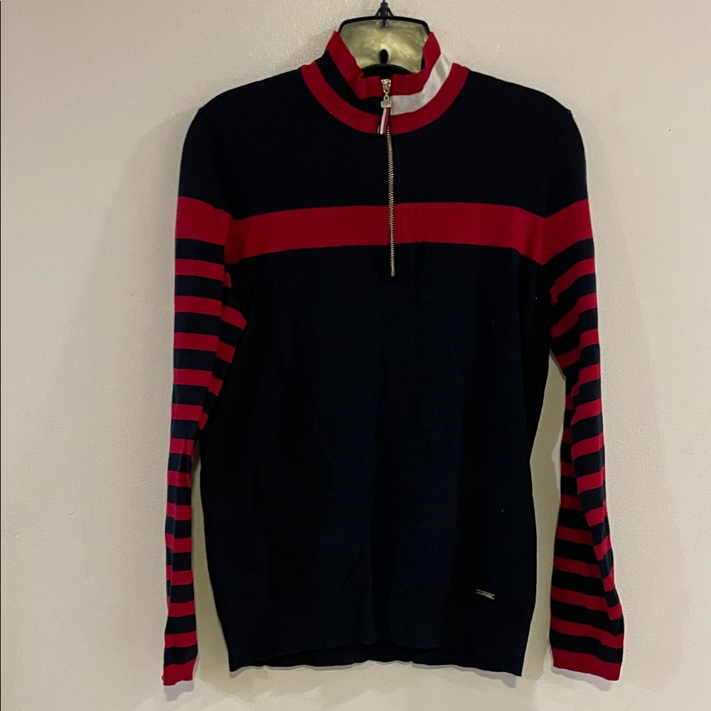 Navy and Red Striped women Sweater